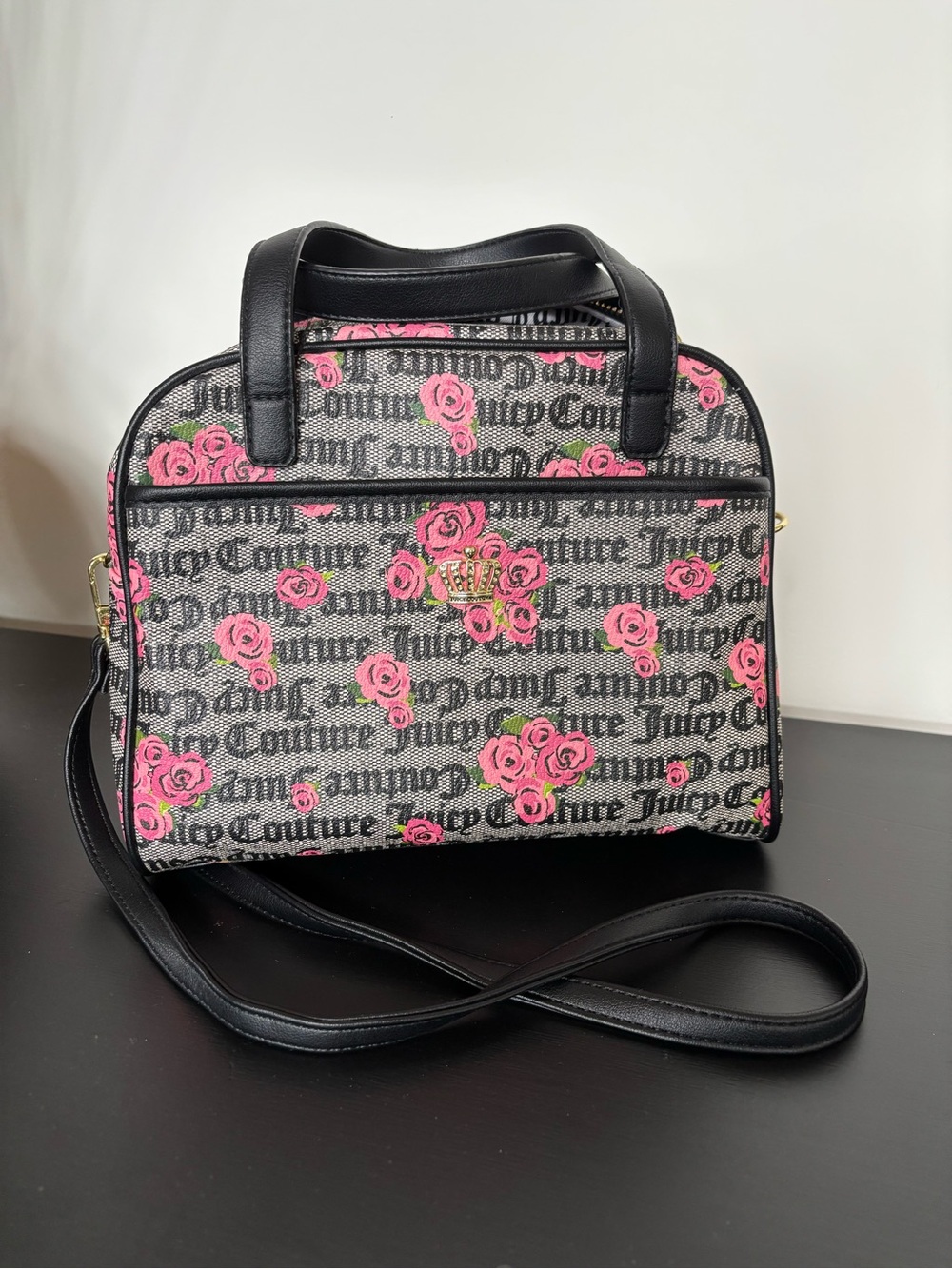 NWOT (2 BAGS)- JUICY COUTURE PINK BLOOM CROWN ROYAL SATCHEL/HEART STAT CROSSBODY